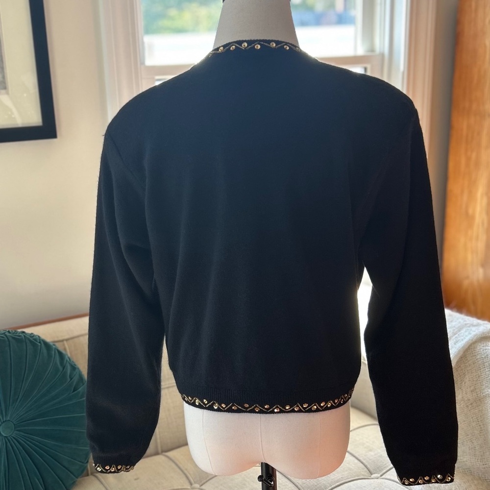 Spectacular Lambswool/Angora Blend Cropped Cardigan, VTG Hong Kong - Picture 6 of 7